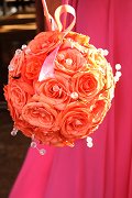 Wedding Ideas by The Little Wedding Guide - Picture of Wedding Party Bouquet with Orange Roses and Jewels in a Round Ball