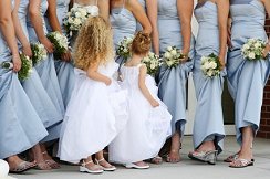 Bridal Party and Flower Girls at Outdoor Wedding