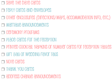 Wedding Stationery Checklist | Little Wedding Guide